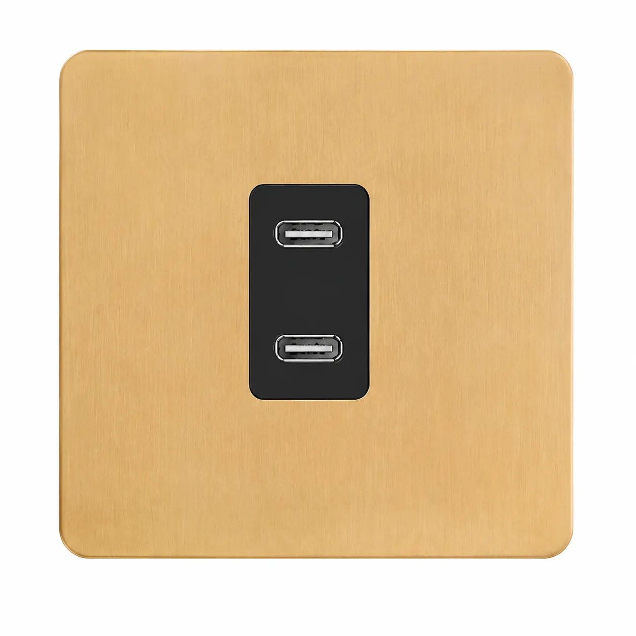 Brushed Gold Stainless Steel USB Wall Charging Socket