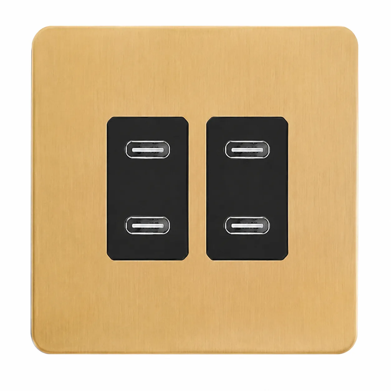 Brushed Gold Stainless Steel USB Wall Charging Socket