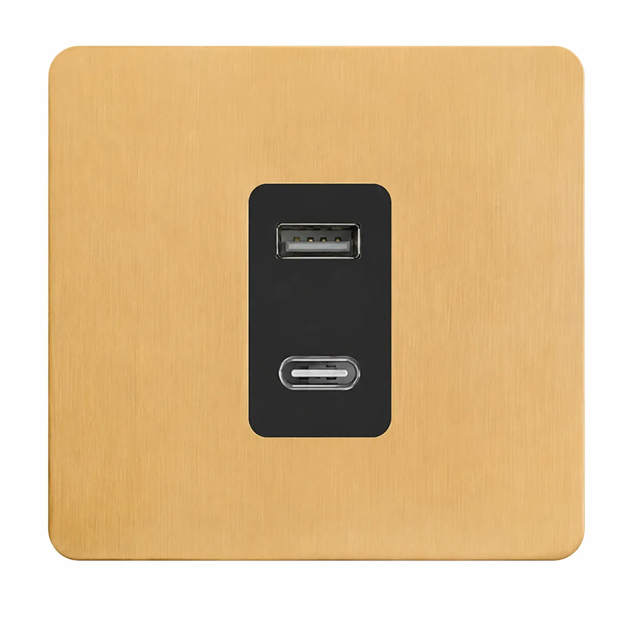 Brushed Gold Stainless Steel USB Wall Charging Socket