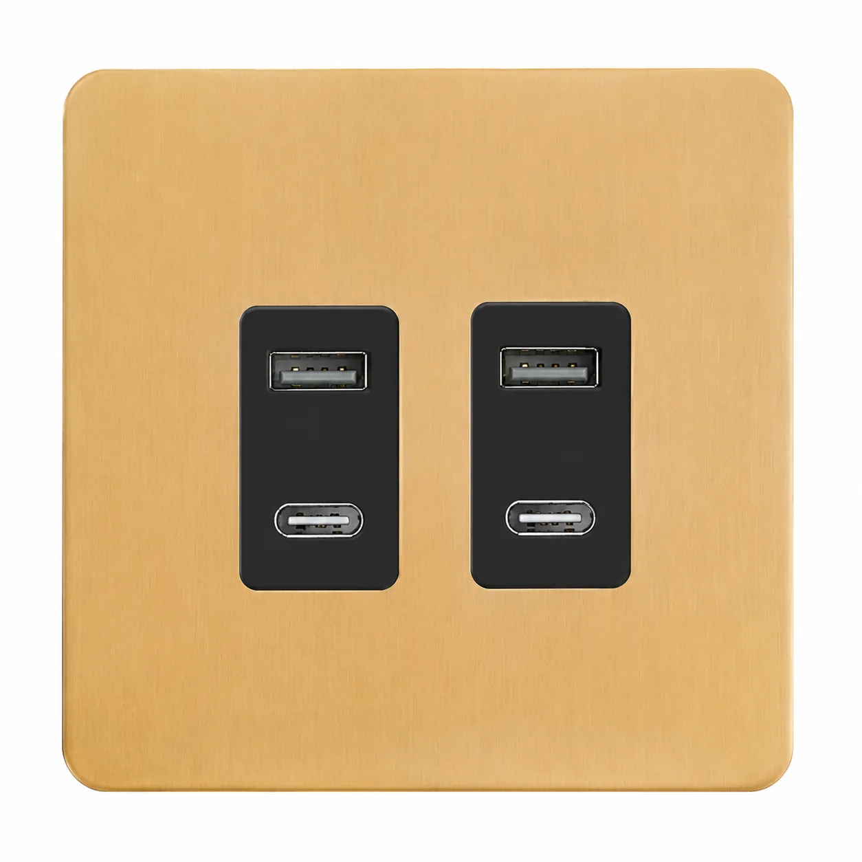 Brushed Gold Stainless Steel USB Wall Charging Socket