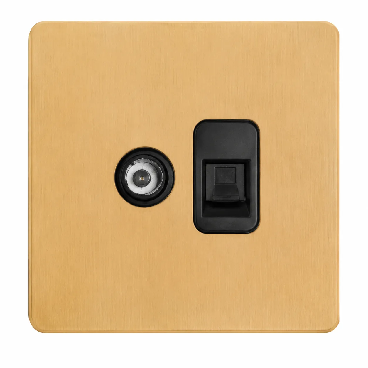 Brushed Gold Stainless Steel TV and Computer Data Combination Wall Socket