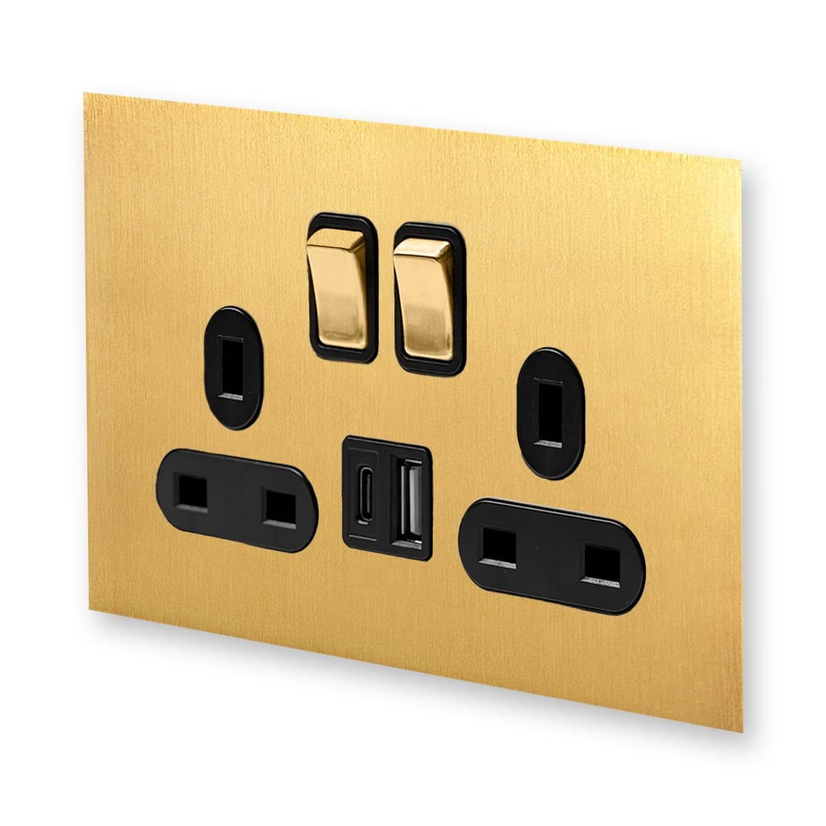 VON Slim Screwless V1 Series 13A Double Switched Socket with USB-A + USB-C