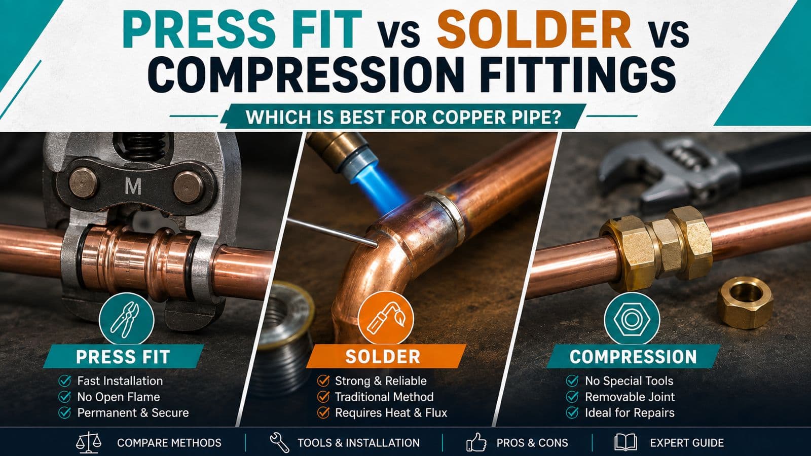 Press Fit vs Solder vs Compression Fittings: Which Is Best for Copper Pipe?