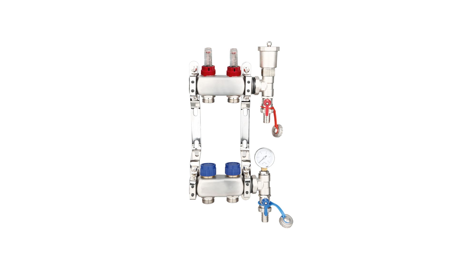Stainless Steel Underfloor Heating Manifold with Pressure Gauge and Auto Air Vent