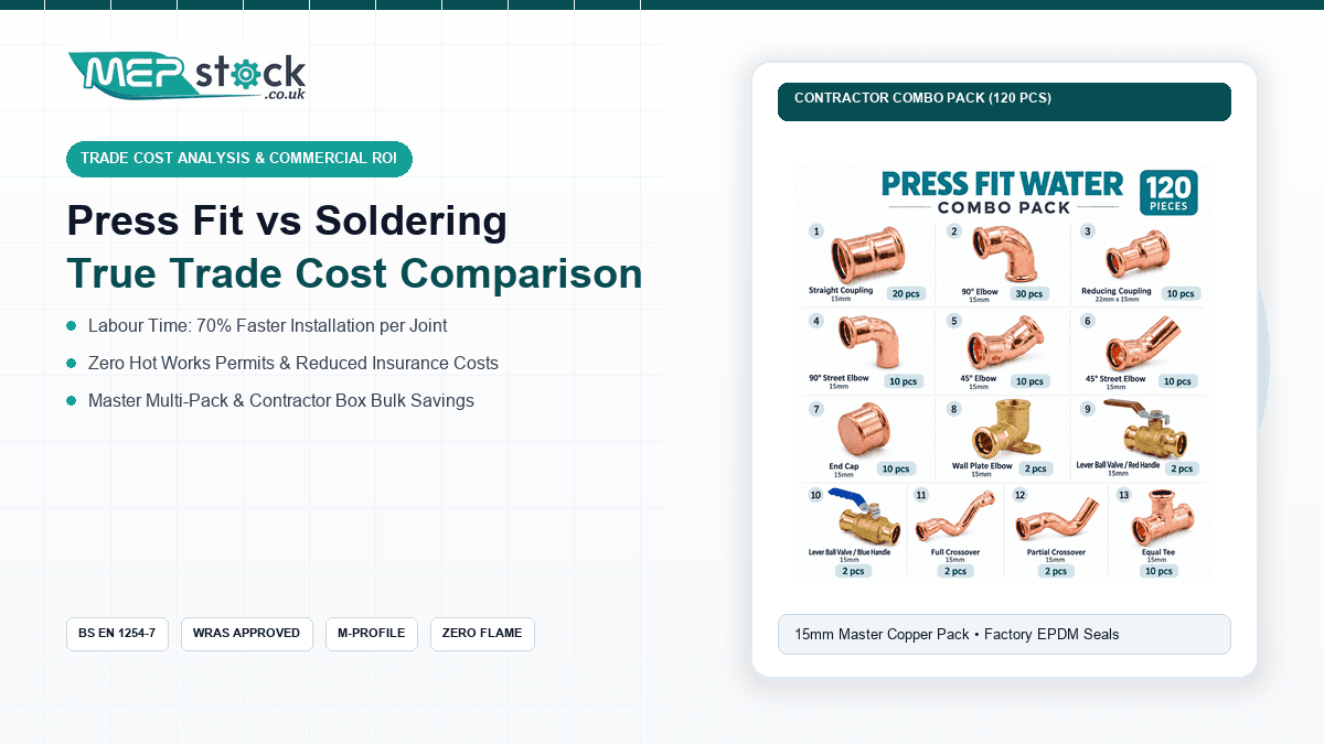 Cost Comparison: Press Fit vs Soldering (Labour Time, Hot Works Insurance & Multi-Pack Savings)