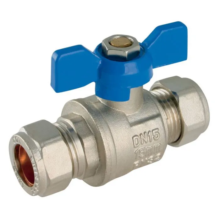 Butterfly Handled Full Bore Ball Valve Blue Handle