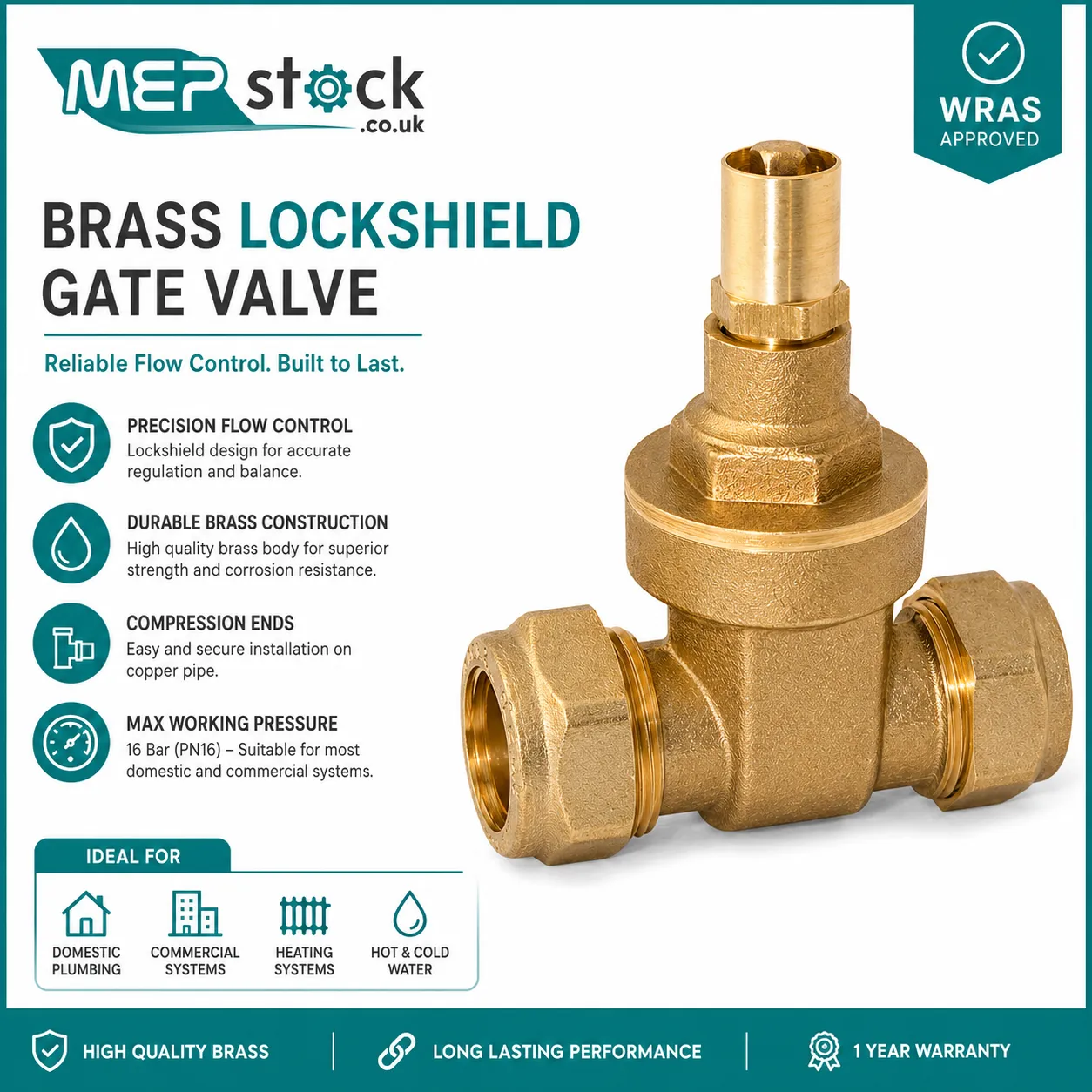 BS Brass Lockshield Gate Valve Compression Valve