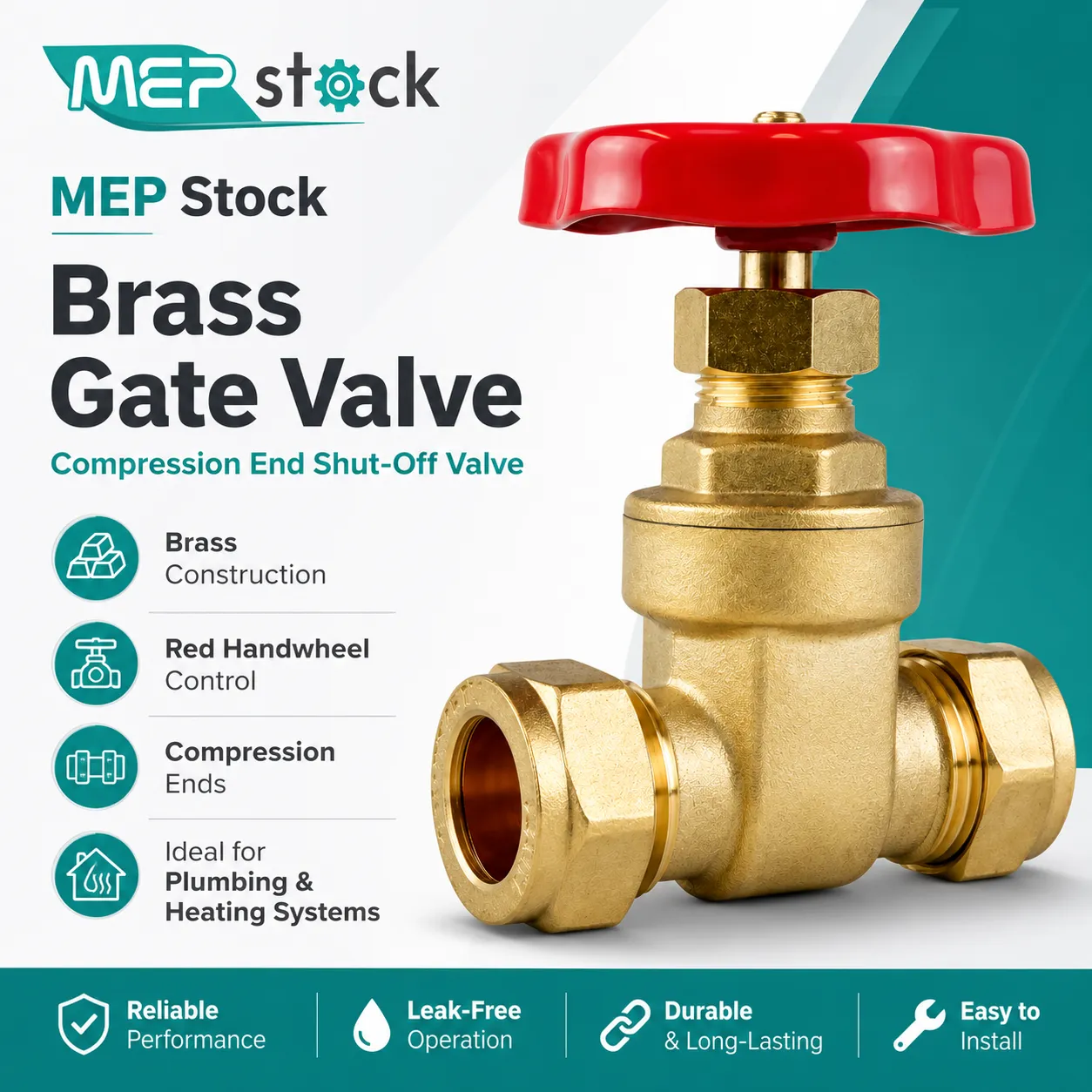 BS Brass Gate Valve Compression Isolation Valve
