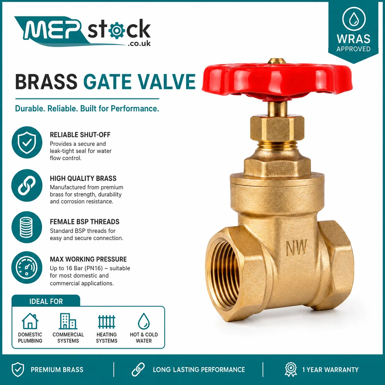 Brass BS Gate Valve Female BSP Isolation Valve
