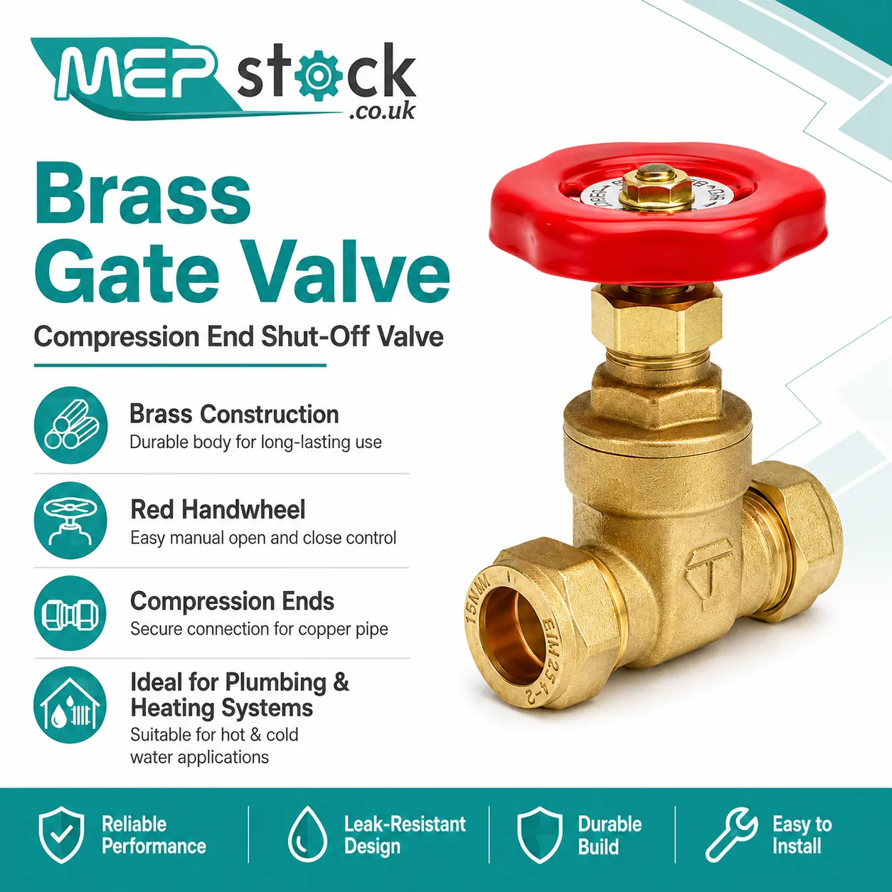 Compression Gate Valve Non BS Brass