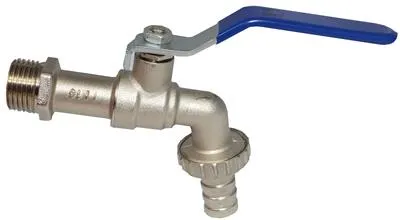 Chrome Lever Hose Union Bib Tap with Blue Handle Brass Garden Tap