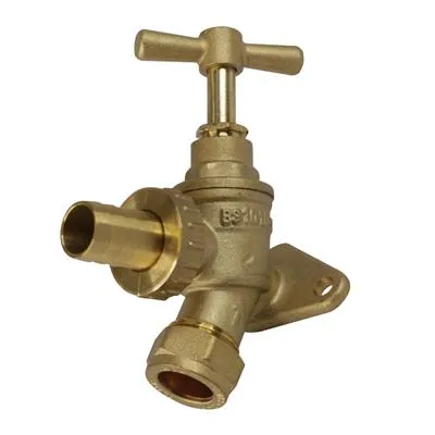 15mm x 1/2" Wall Plate Hose Union Bib Tap Brass Garden Tap