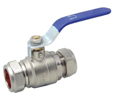 Full Bore Brass Compression Ball Valve with Blue Lever Handle