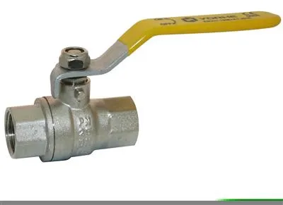 Brass Female x Female Gas Ball Valve with Yellow Lever Handle