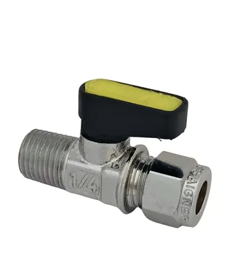 Mini Gas Ball Valve Compression x Male Thread MI Chrome Plated Brass
