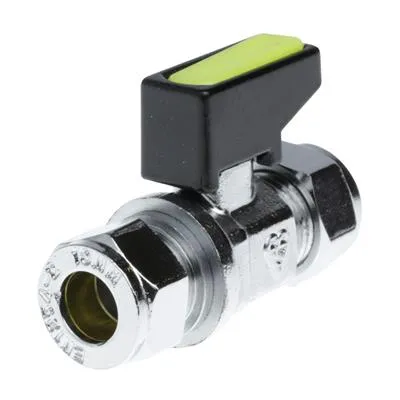 Mini Gas Ball Valve Straight Chrome Plated Brass Compression Isolation Valve