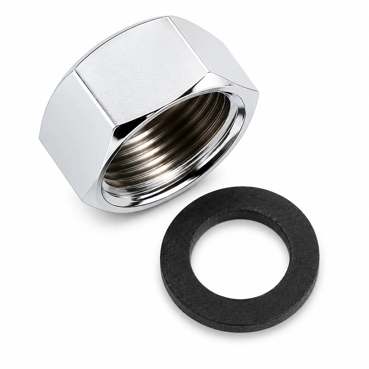 Chrome Plated Brass Blanking Cap & Washer Threaded Plumbing Fitting