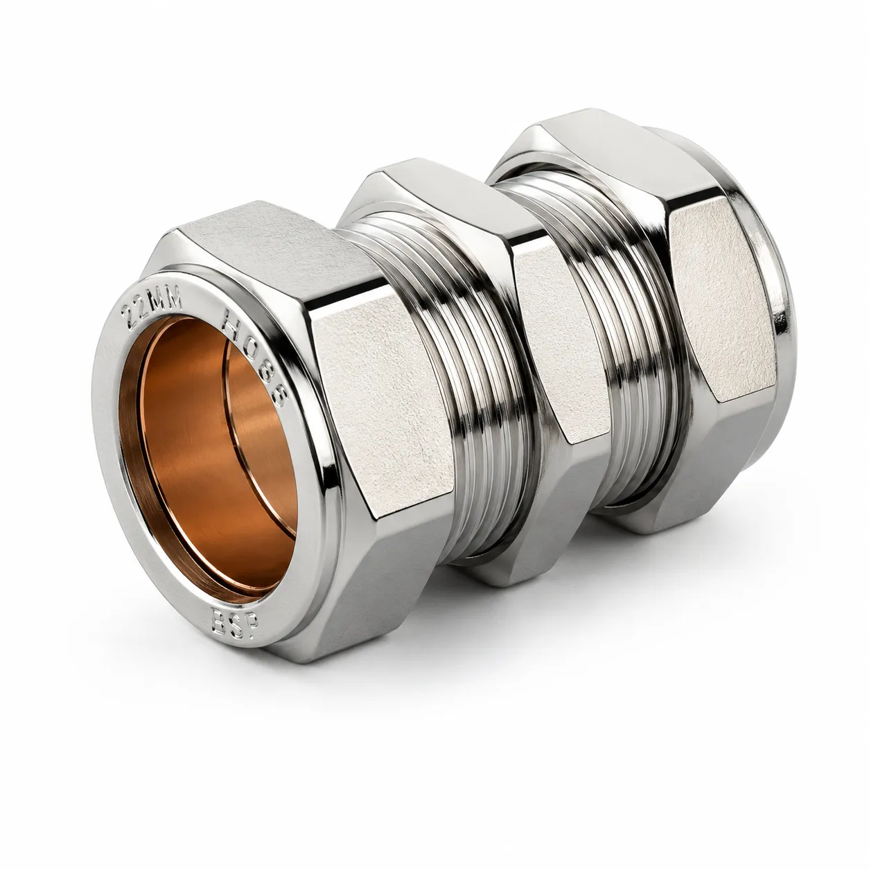 Chrome Compression Straight Coupling WRAS Approved Pipe Connector