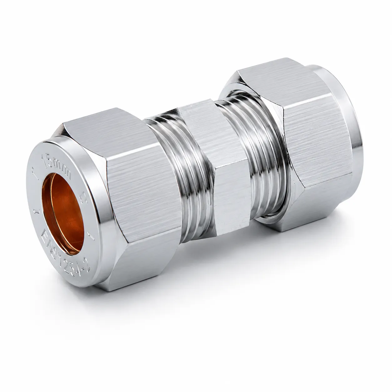 Chrome Compression Straight Coupling WRAS Approved Pipe Connector