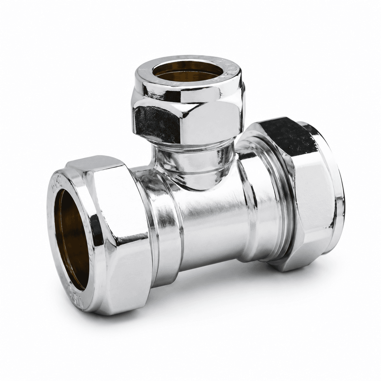 Chrome Compression Reducing Tee WRAS Approved Plumbing Pipe Fitting