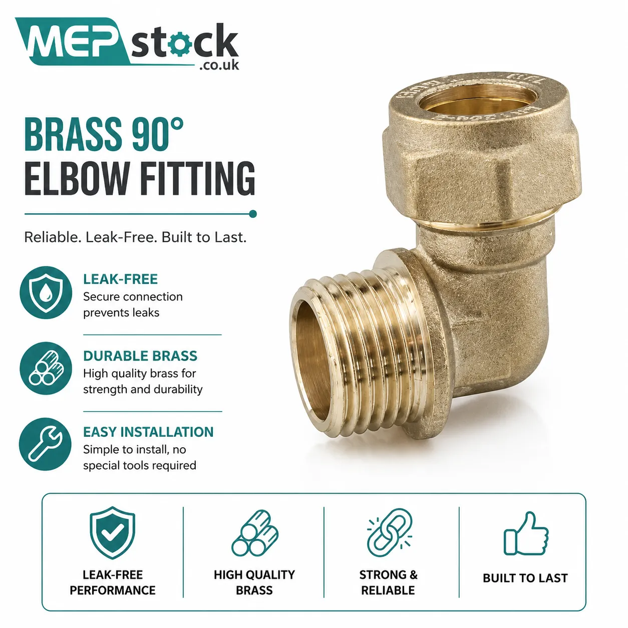 Brass Compression Male Iron Elbow 90 Degree Fitting