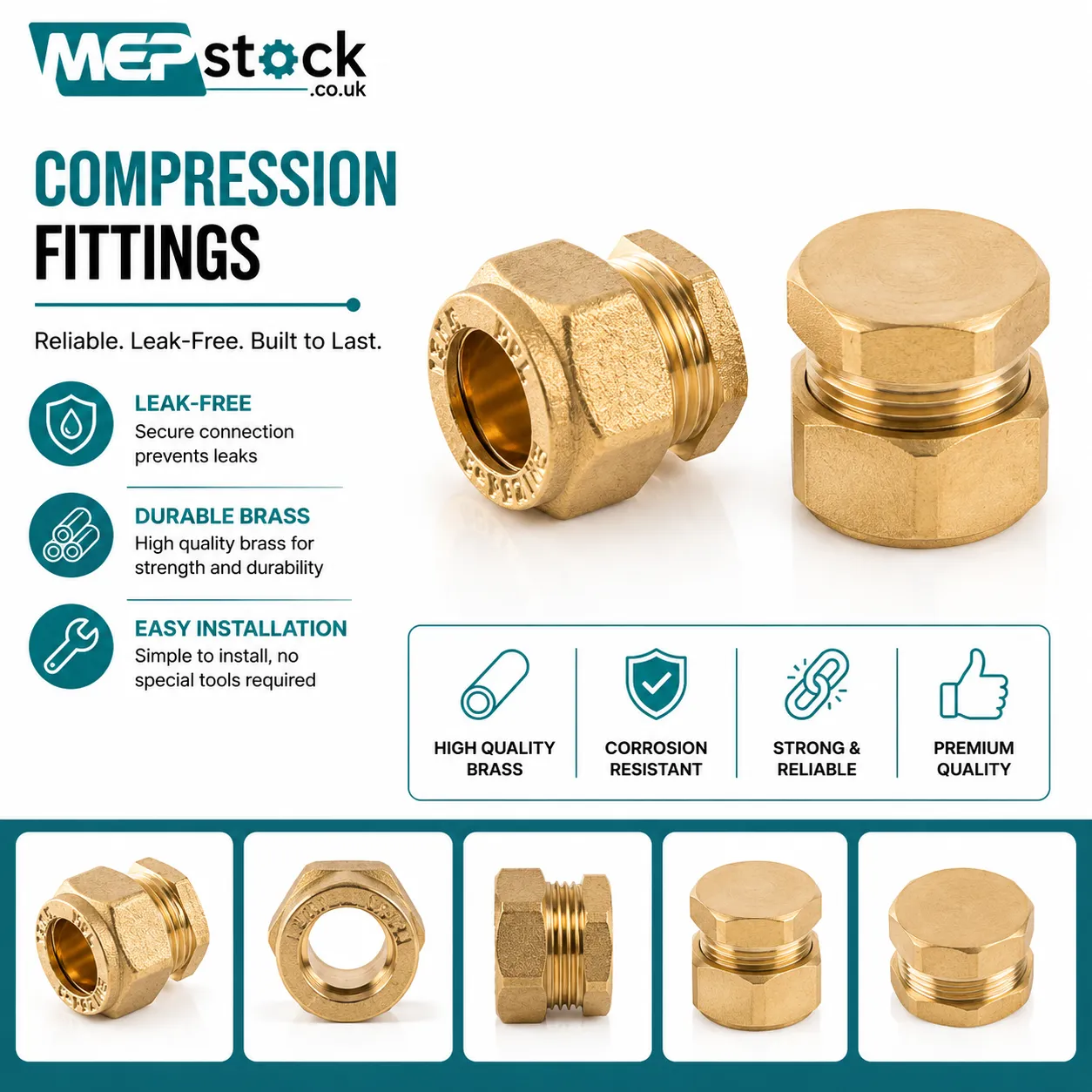Brass Compression Stop End Pipe Fitting