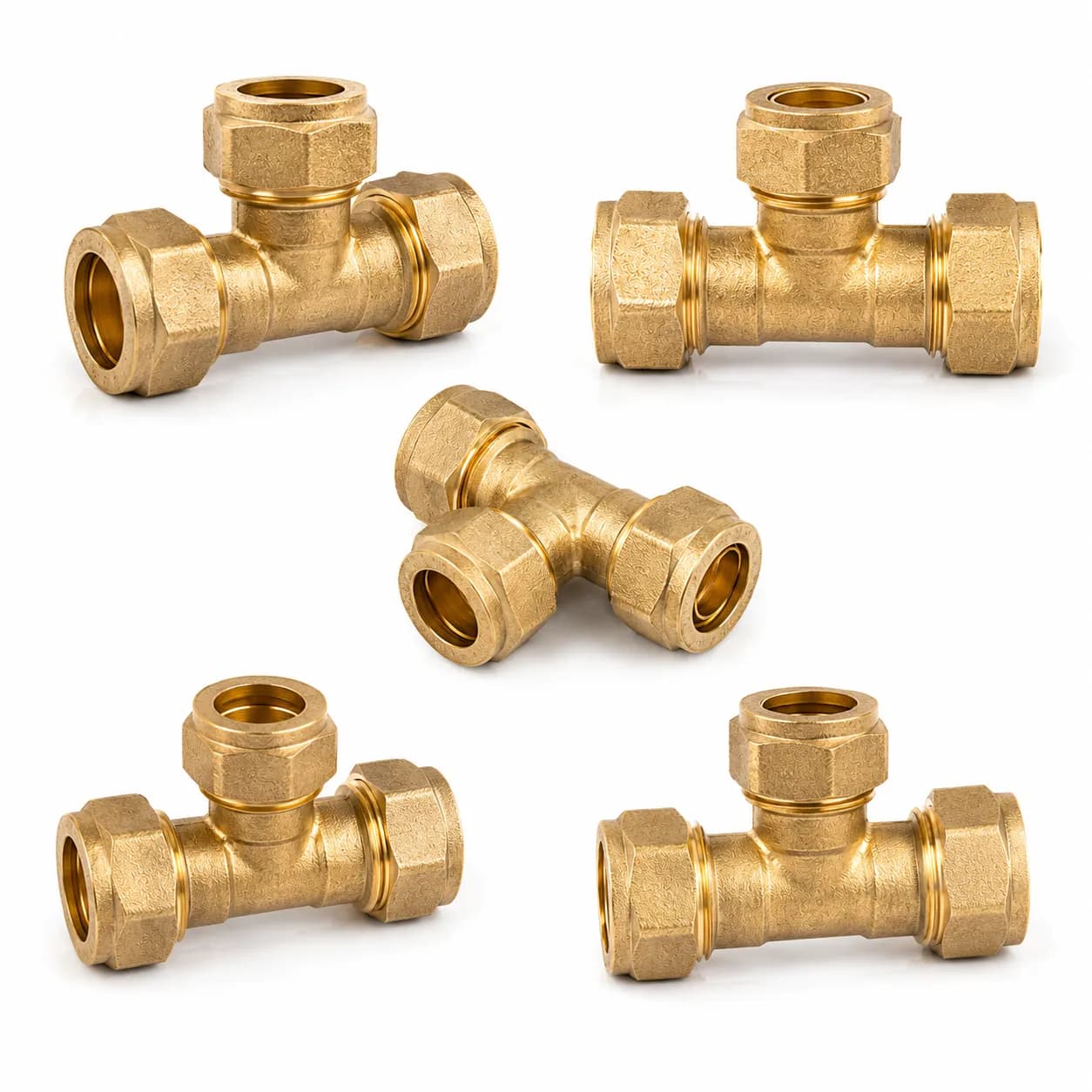 Brass Compression Equal Tee Pipe Fitting