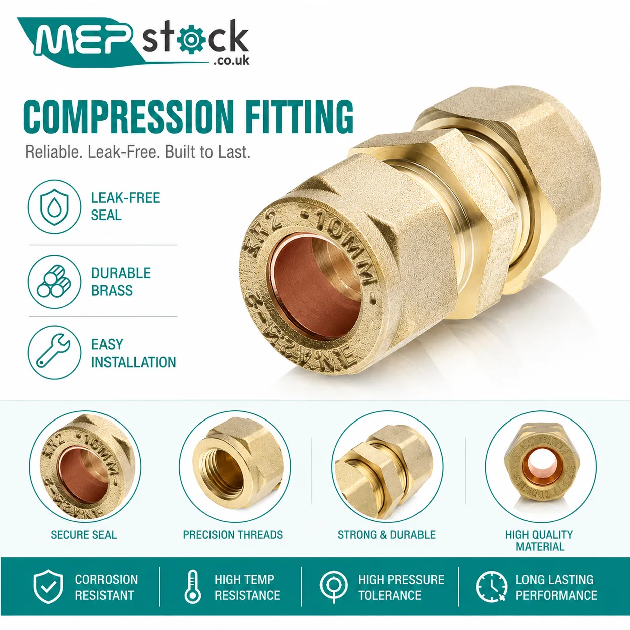 Brass Compression Reducing Coupling Pipe Fitting