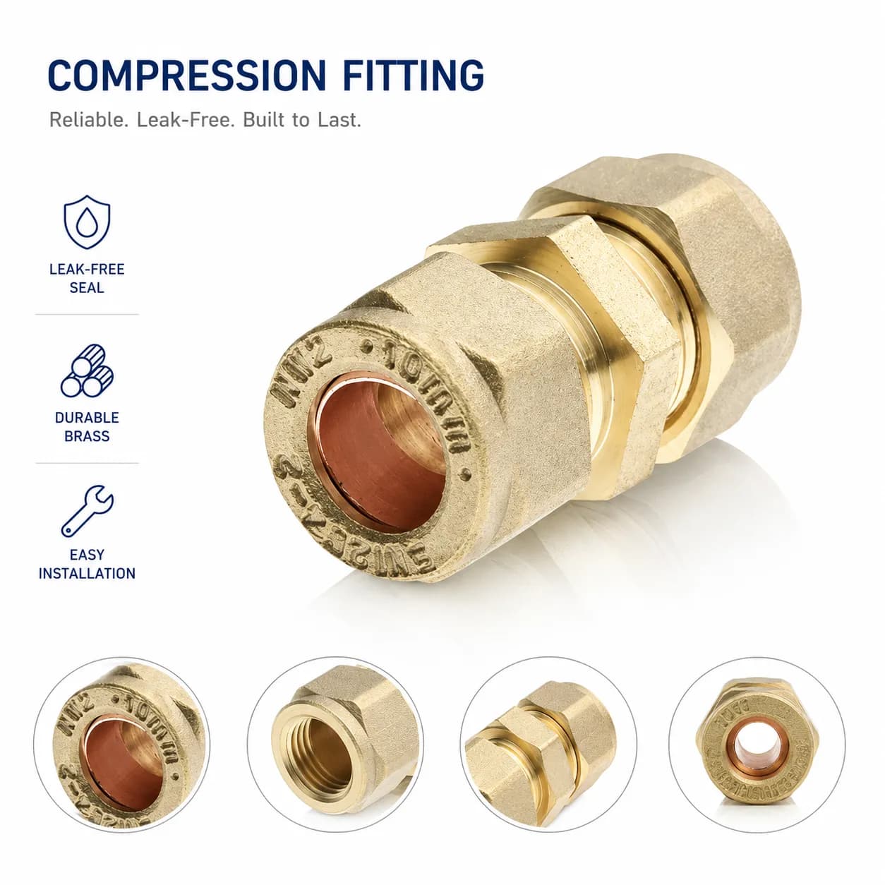 Brass Compression Reducing Coupling Pipe Fitting