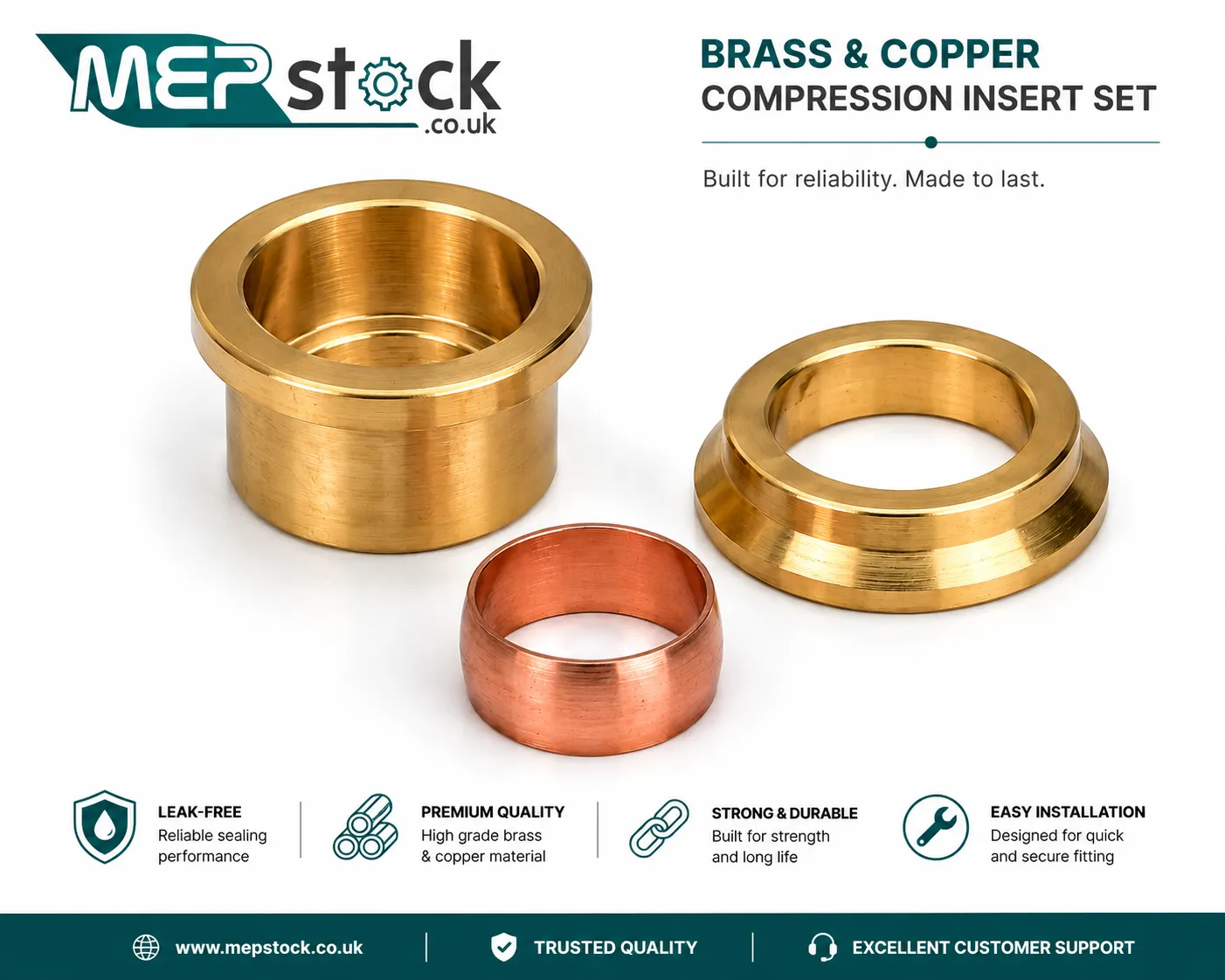 Brass Compression Reducing Set 3 Piece Fitting
