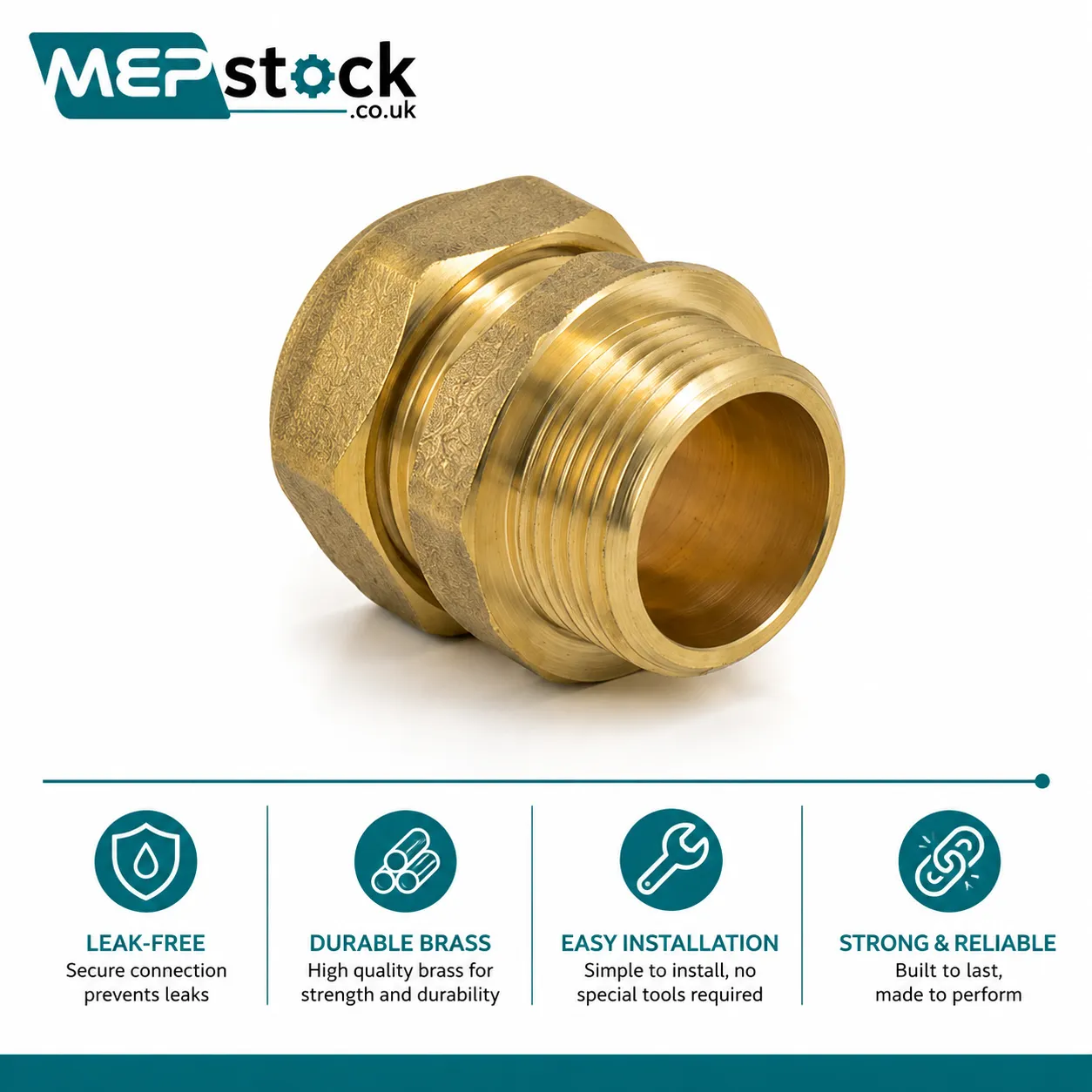 Brass Compression MI Straight Coupler Fitting