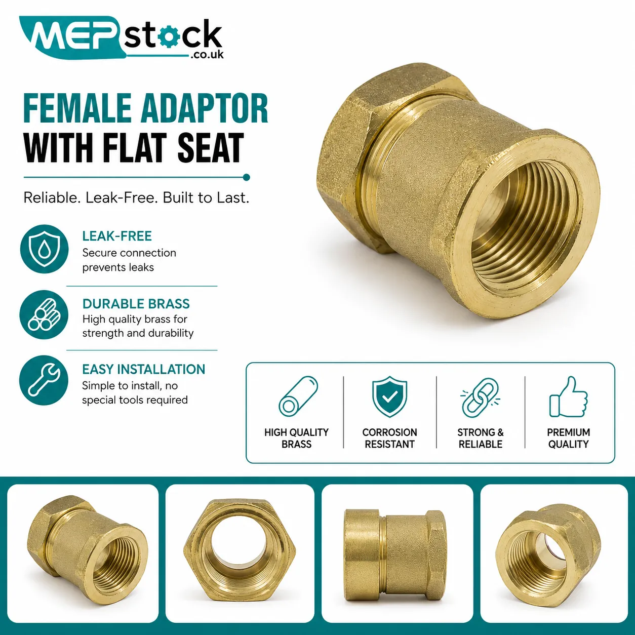 Brass Compression FI Straight Coupler Fitting