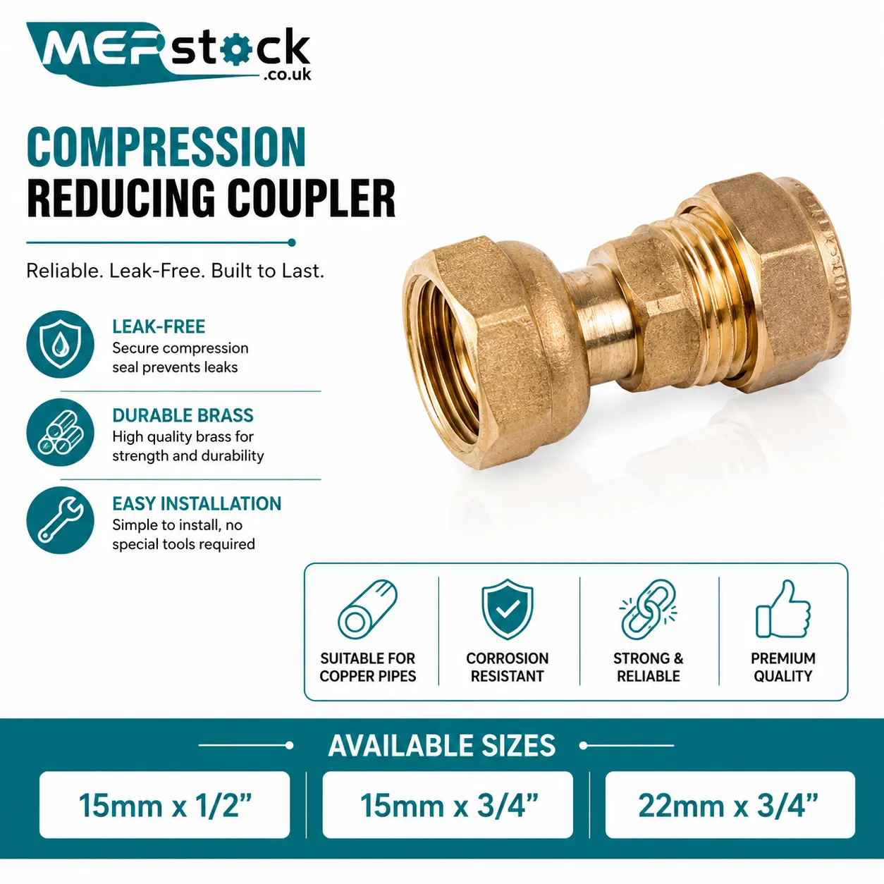 Brass Compression Straight Tap Connector Fitting