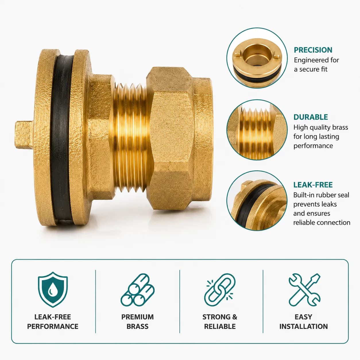 Brass Compression Tank Connector Fitting