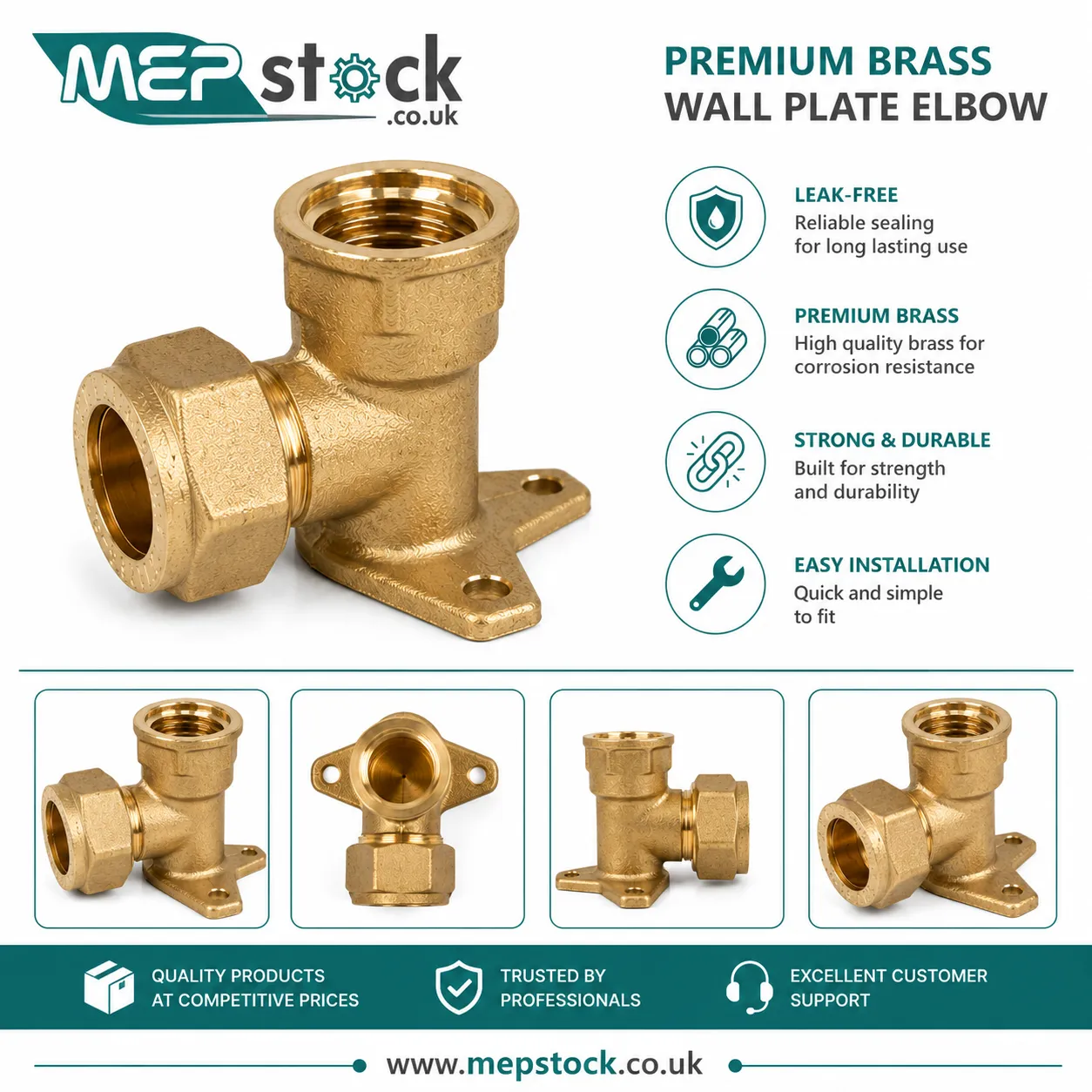90 Degree Compression Wall Plate Elbow MDPE x Female BSP Pipe