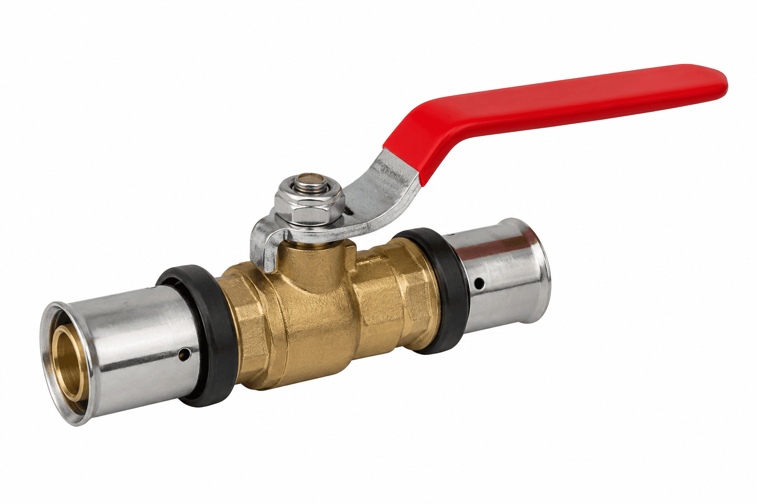 MLCP Press Fit Lever Ball Valve - Red Handle