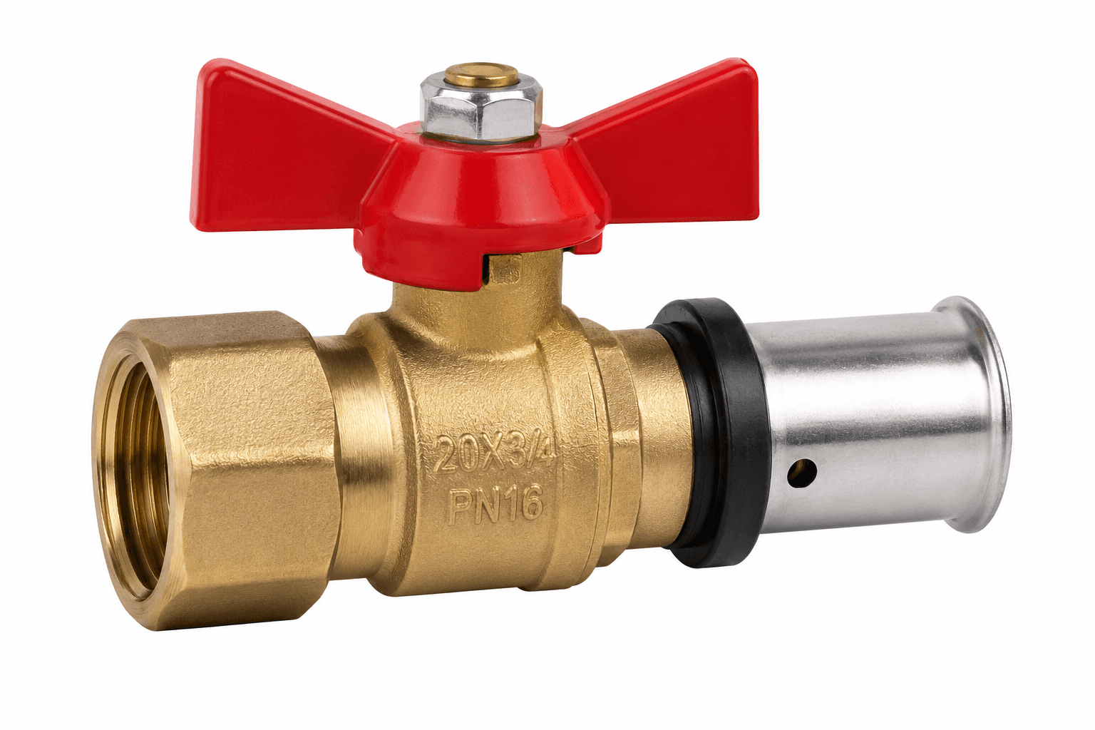 MLCP Press Fit Female Threaded Ball Valve - Red Handle