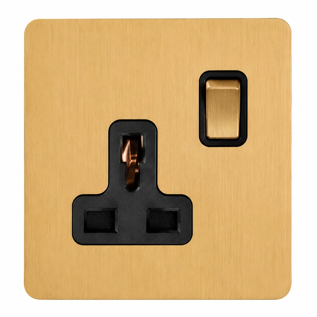 Brushed Gold Stainless Steel Universal Switched Wall Socket