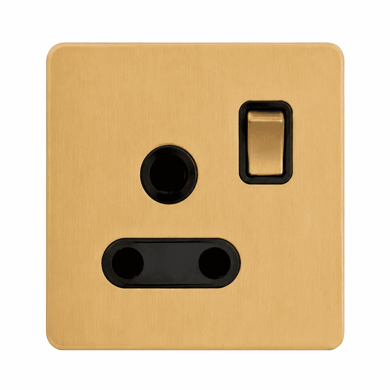 Brushed Gold Stainless Steel 15A 3-Pin Switched Wall Socket