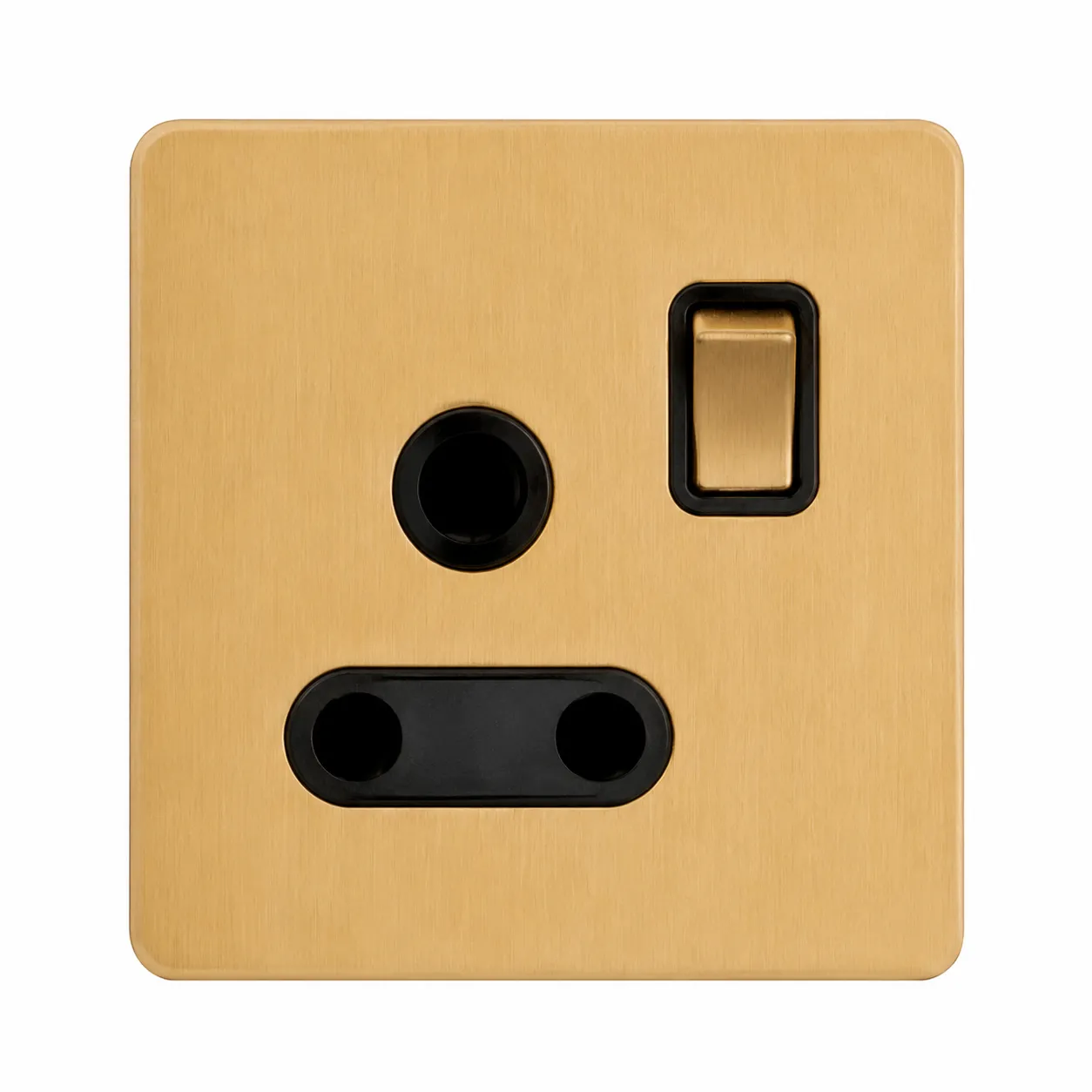 Brushed Gold Stainless Steel 15A 3-Pin Switched Wall Socket