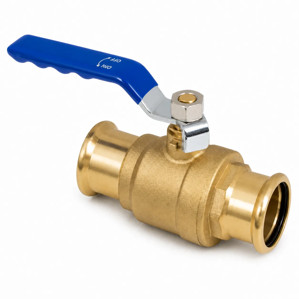 Copper M Profile Press Fit Water Lever Ball Valve - Blue Handle