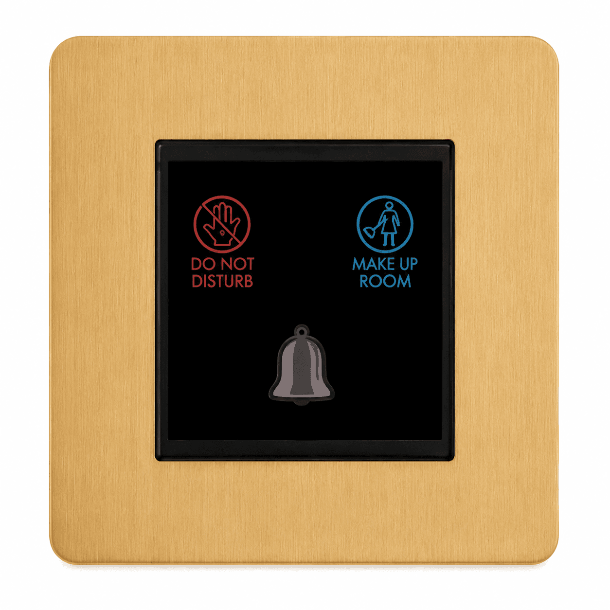 Brushed Gold Hotel Do Not Disturb, Please Clean and Door Bell Panel