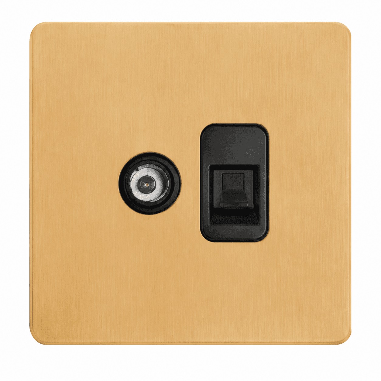 Brushed Gold Stainless Steel TV and Computer Data Combination Wall Socket