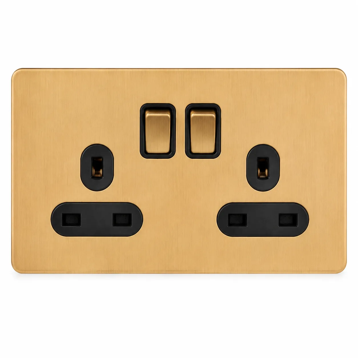 Brushed Gold Stainless Steel 13A 3-Pin Switched Wall Socket