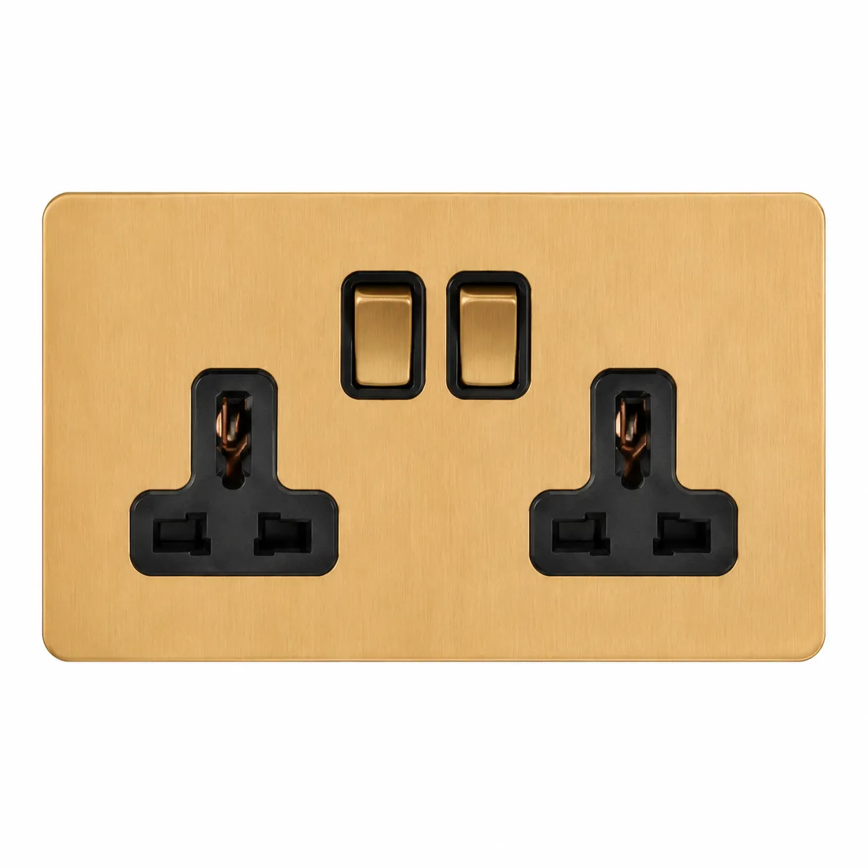 Brushed Gold Stainless Steel Universal Switched Wall Socket