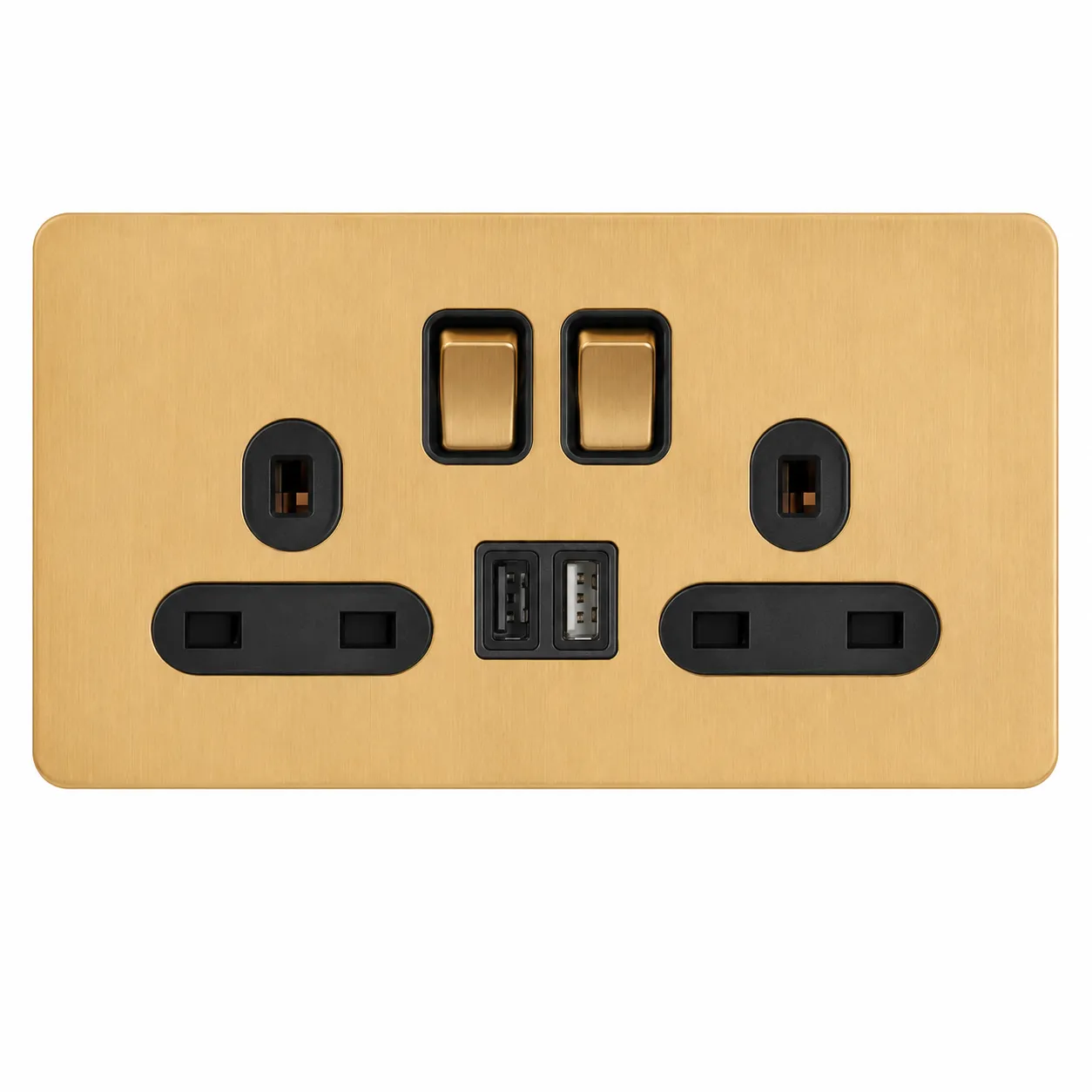 Brushed Gold Stainless Steel 13A 3-Pin Switched Wall Socket