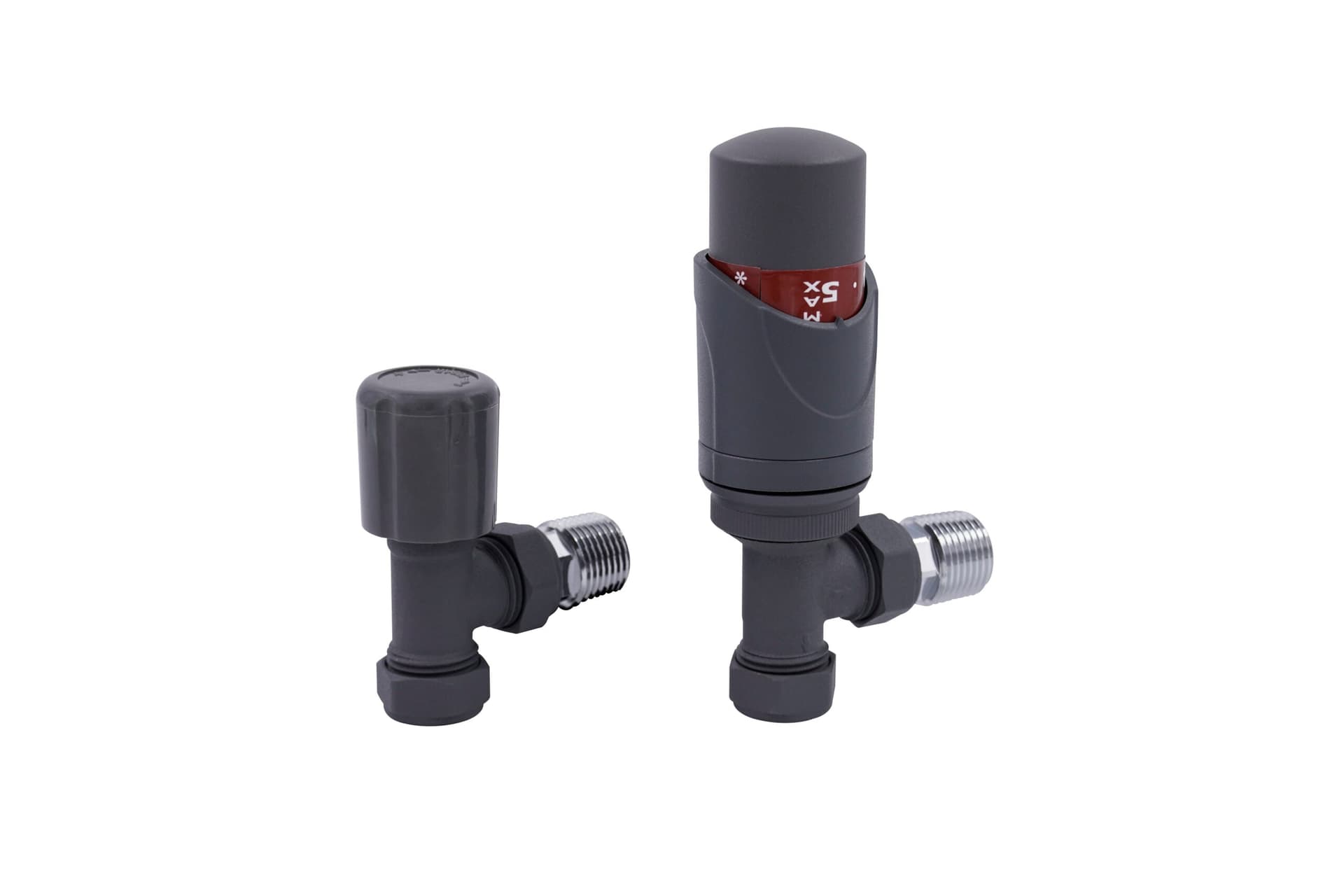 Angle Grey TRV & Lockshield Valve Set with PTFE Tape