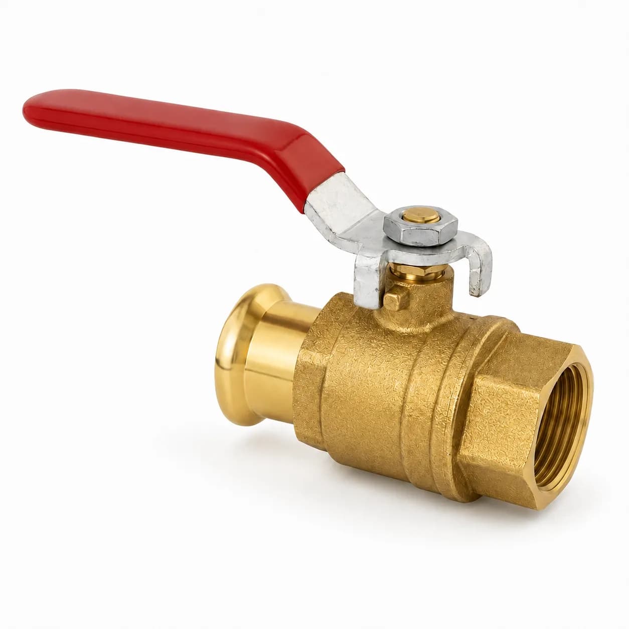 Copper M Profile Press Fit Water Female BSP Ball Valve - Red Handle