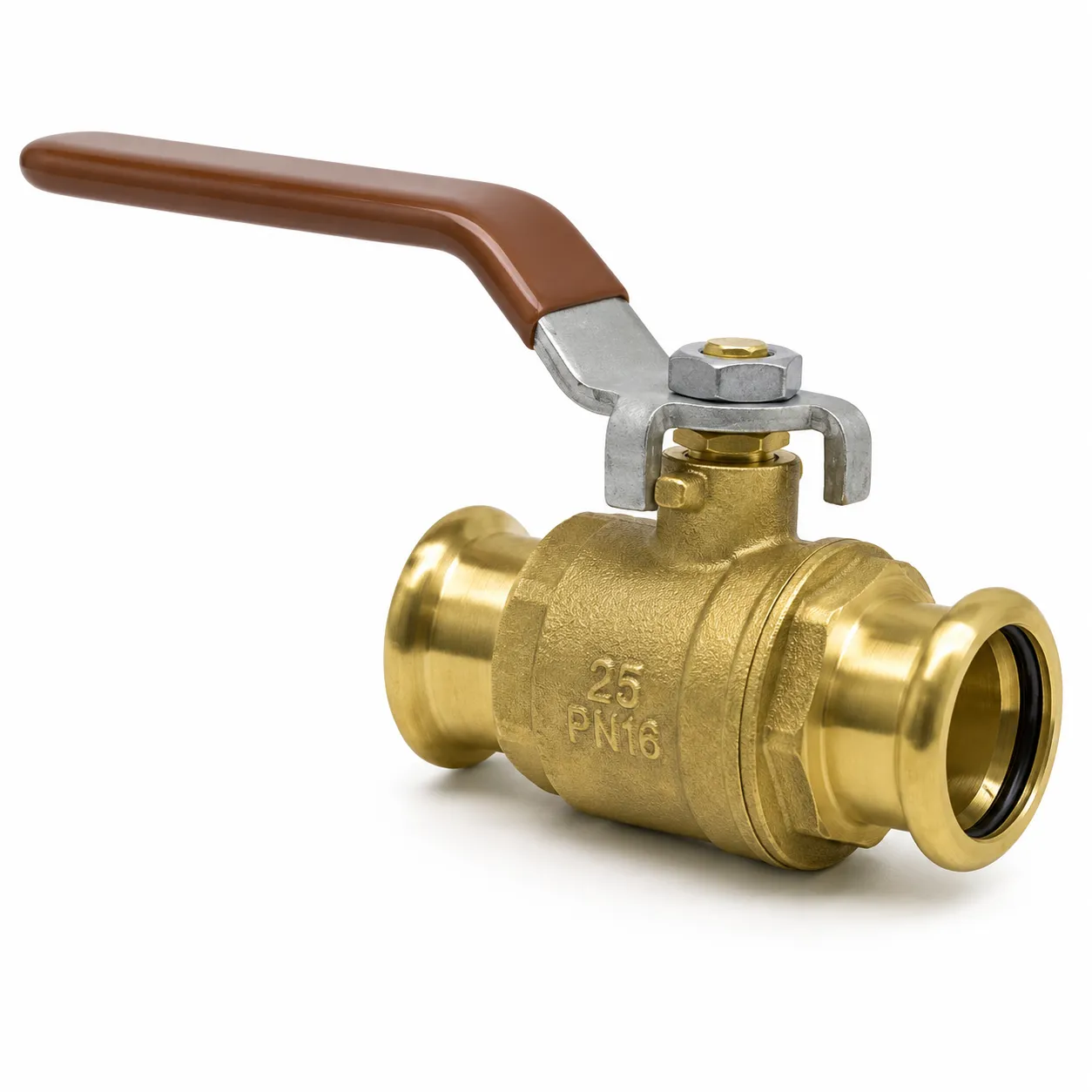 Copper M Profile Press Fit Water Lever Ball Valve - Red Handle