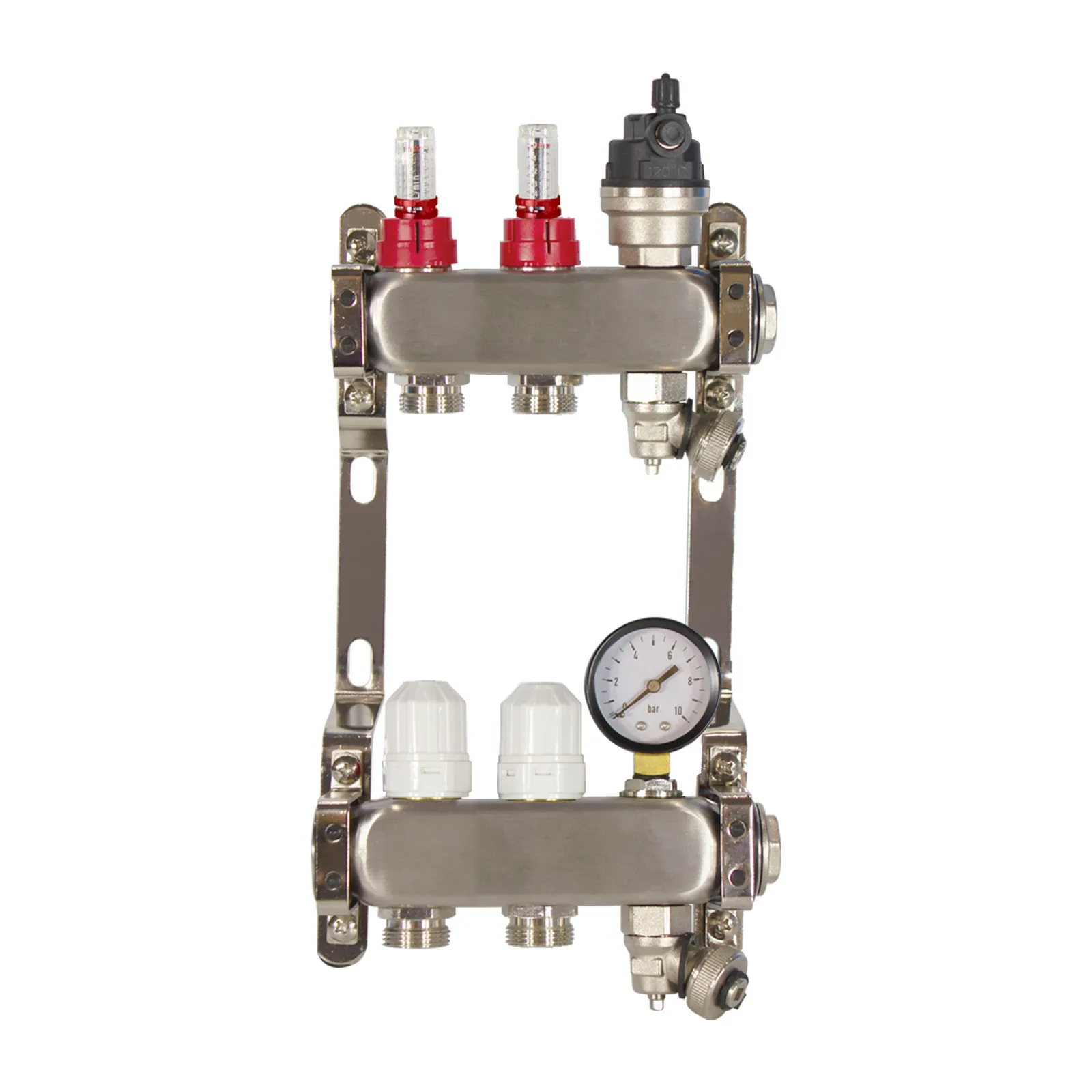 Poly Style Underfloor Heating Manifold with Pressure Gauge and Auto Air Vent